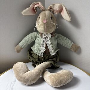 Handmade Style Velvet Stuffed Bunny Easter Rabbit Spring Boy Girl Doll 14.5 "